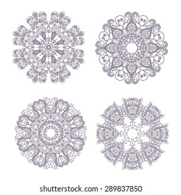 Round Ornament Pattern. Set of vintage decorative elements. Mandala. Hand drawn vector background.