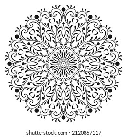 Round ornament pattern. Stencil. Mandala. Ethnic decorative background. Vector illustration.