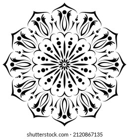 Round ornament pattern. Stencil. Mandala. Ethnic decorative background. Vector illustration.