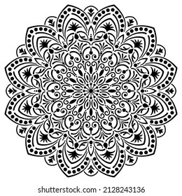 Round ornament pattern. Stencil. Mandala. Ethnic decorative background. Vector illustration.