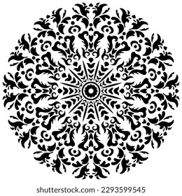 Round ornament pattern. Stencil. Mandala. Ethnic decorative background. Vector illustration.