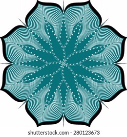 Round Ornament Pattern. Turquoise Mandala. - vector illustration.