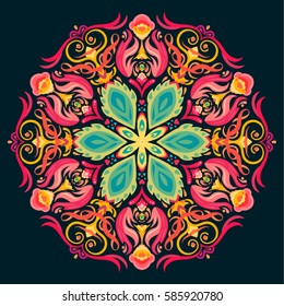 Round Ornament Pattern. Vector decorative element. Hand drawn background.