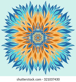  Round ornament pattern. Vintage decorative element. Hand drawn mandala background.