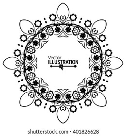 Round Ornament Pattern. Vintage decorative elements. Flourish Design For Invitations And Greeting Cards. Art Frames. Place For Text. Vector Illustration.