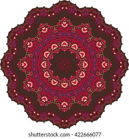 Round Ornament Pattern. Vintage decorative elements. Hand drawn background. Islam, Arabic, Indian, ottoman motifs.