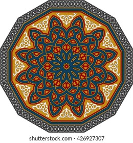 Round Ornament Pattern. Vintage decorative elements. Hand drawn background. Islam, Arabic, Indian, ottoman motifs.