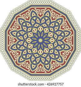Round Ornament Pattern. Vintage decorative elements. Hand drawn background. Islam, Arabic, Indian, ottoman motifs.
