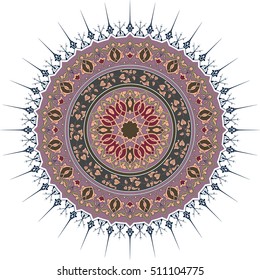 Round Ornament Pattern. Vintage decorative elements. Hand drawn background. Islam, Arabic, Indian, ottoman motifs.