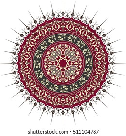Round Ornament Pattern. Vintage decorative elements. Hand drawn background. Islam, Arabic, Indian, ottoman motifs.