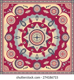 ROUND ORNAMENT PATTERN WITH VINTAGE ELEMENT : VECTOR ILLUSTRATION 02