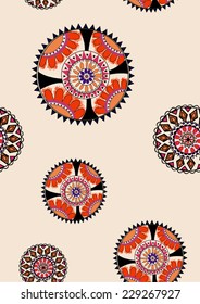 Round Ornament Pattern,Ottoman motifs.Hippie patterns,seamless.