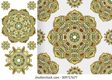 Round Ornament Patterns. Mandala and mandala pattern vector set