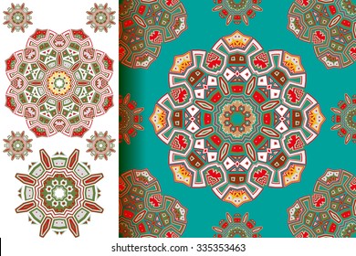 Round Ornament Patterns. Mandala and mandala pattern vector set