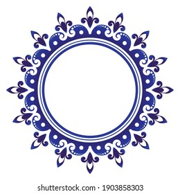 round ornament, porcelain frame, folk print, Decorative art border element Thailand and Islamic style, vintage Template for design, ceramic, plate, pottery, Chinaware, boustiques, Victorian, vector