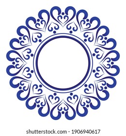 round ornament, porcelain frame, folk print, Decorative art border element Thailand and Islamic style, vintage Template for design, ceramic, plate, pottery, Chinaware, boustiques, Victorian, vector