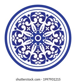 round ornament, porcelain frame, folk print, Decorative art border element Thailand and Islamic style, vintage Template for design, ceramic, plate, pottery, Chinaware, boustiques, Victorian, vector