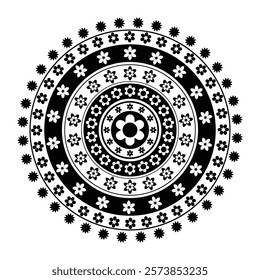 Round ornament, Rangoli  design, mandala flower illustrator