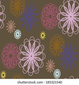 Round ornament seamless texture. Vector pattern
