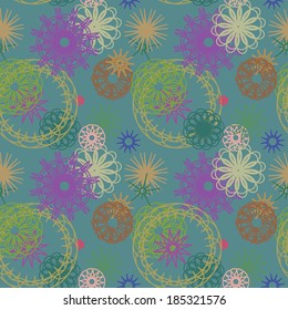 Round ornament seamless texture. Vector pattern