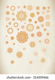 Round ornament set. Hand drawn background. Indian style card. Vintage decorative elements.  Autumn mandala set.