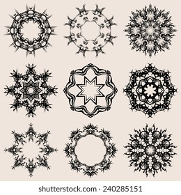 A round ornament set on background. Vector illustration