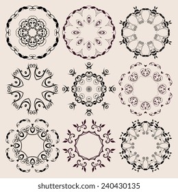 A round ornament set on background. Vector illustration