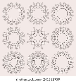 A round ornament set on background. Vector illustration