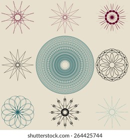 A round ornament set on background. Vector illustration 