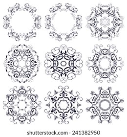 A round ornament set. Vector illustration. Abstract