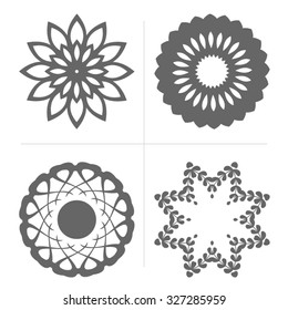 Round ornament set. Vector illustration. Icons Set - Isolated On White Background. 