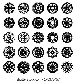 Round ornament set. Vector spirographs