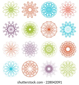 Round ornament set. Vector spirographs