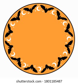 round ornament from silhouettes of bats and stars