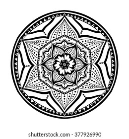 Round ornament. Stylized flower. Vector art