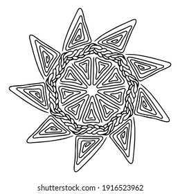Ornamento redondo en un patrón oriental tradicional. Motivo de la ronda Mandala. Elementos decorativos aislados para el diseño de tarjetas, estampado de camisetas, azulejos cerámicos