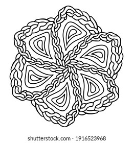 Ornamento redondo en un patrón oriental tradicional. Motivo de la ronda Mandala. Elementos decorativos aislados para el diseño de tarjetas, estampado de camisetas, azulejos cerámicos
