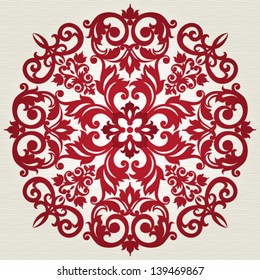 Round ornament in Victorian style. Element for design. It can be used for decorating of invitations, cards, decoration for bags and at tattoo creation.