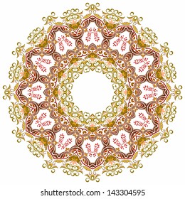 Round ornament in Victorian style. Element for design. It can be used for decorating of invitations, cards, decoration for bags and at tattoo creation.