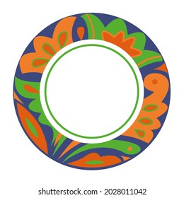  Marco o borde redondo ornamental, abstracto.  Para platos de decoración, platos. 