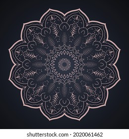 Round ornamental contour frame. Perfect for logo, oriental decoration, coloring books. Indian, Islam, Arabic motifs. Vector hand drawn illustration.