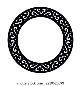 Round ornamental decorative frame. Template for laser cutting.