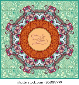 round ornamental frame, circle floral background, mandala pattern, vector illustration