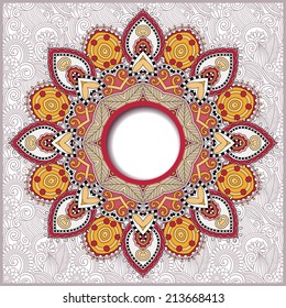 round ornamental frame, circle floral background, mandala pattern, vector illustration
