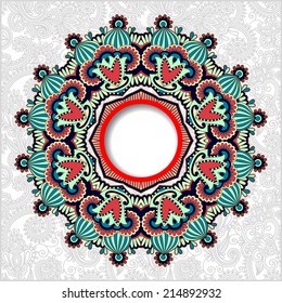 round ornamental frame, circle floral background, mandala pattern, vector illustration
