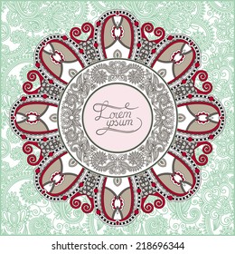 round ornamental frame, circle floral background, mandala pattern, vector illustration
