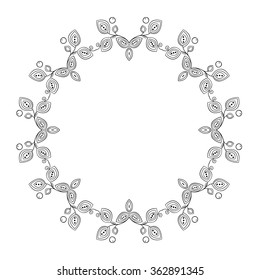 Round ornamental frame. Floral pattern. Vector art