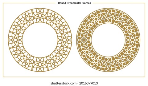 Round ornamental frames drawn in traditional Eastern style inspired be Andalusian classic architecture.