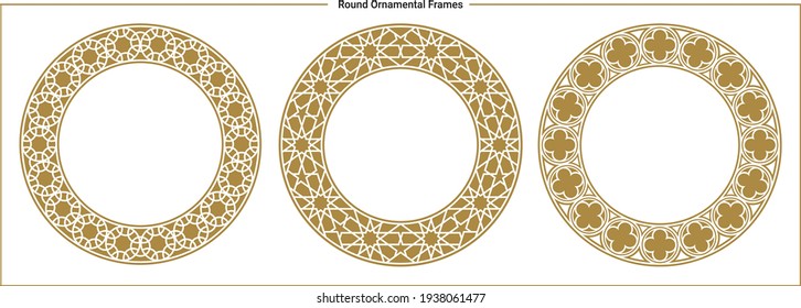 Round ornamental frames, Luxury frames, Arabic, venetican, Oriental, Arabesque styles.