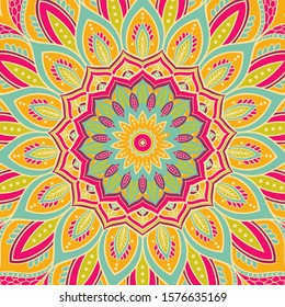 Round ornamental mandala. Colorful ethnic pattern. Vector art